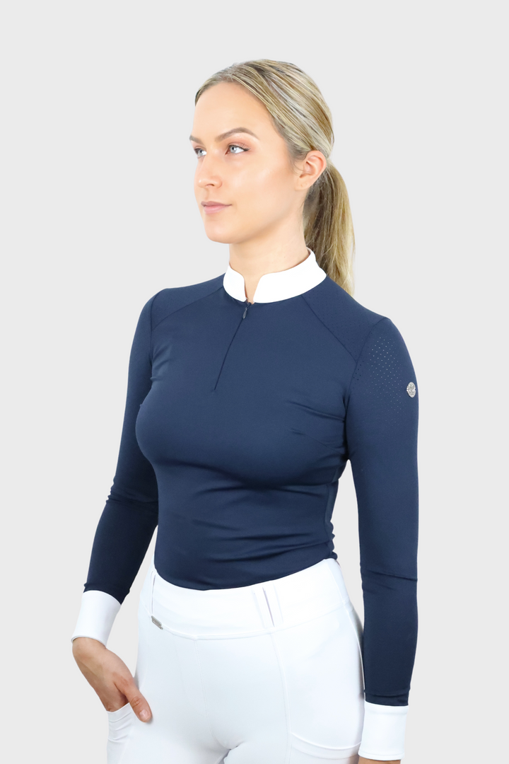 Nadia Long Sleeved Show Shirt - Navy