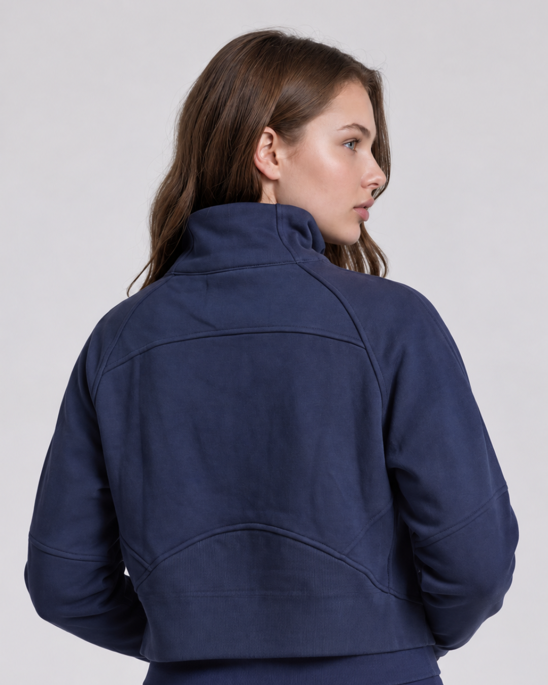 Oversized 3/4 Zip Riding Sweatshirt - Navy