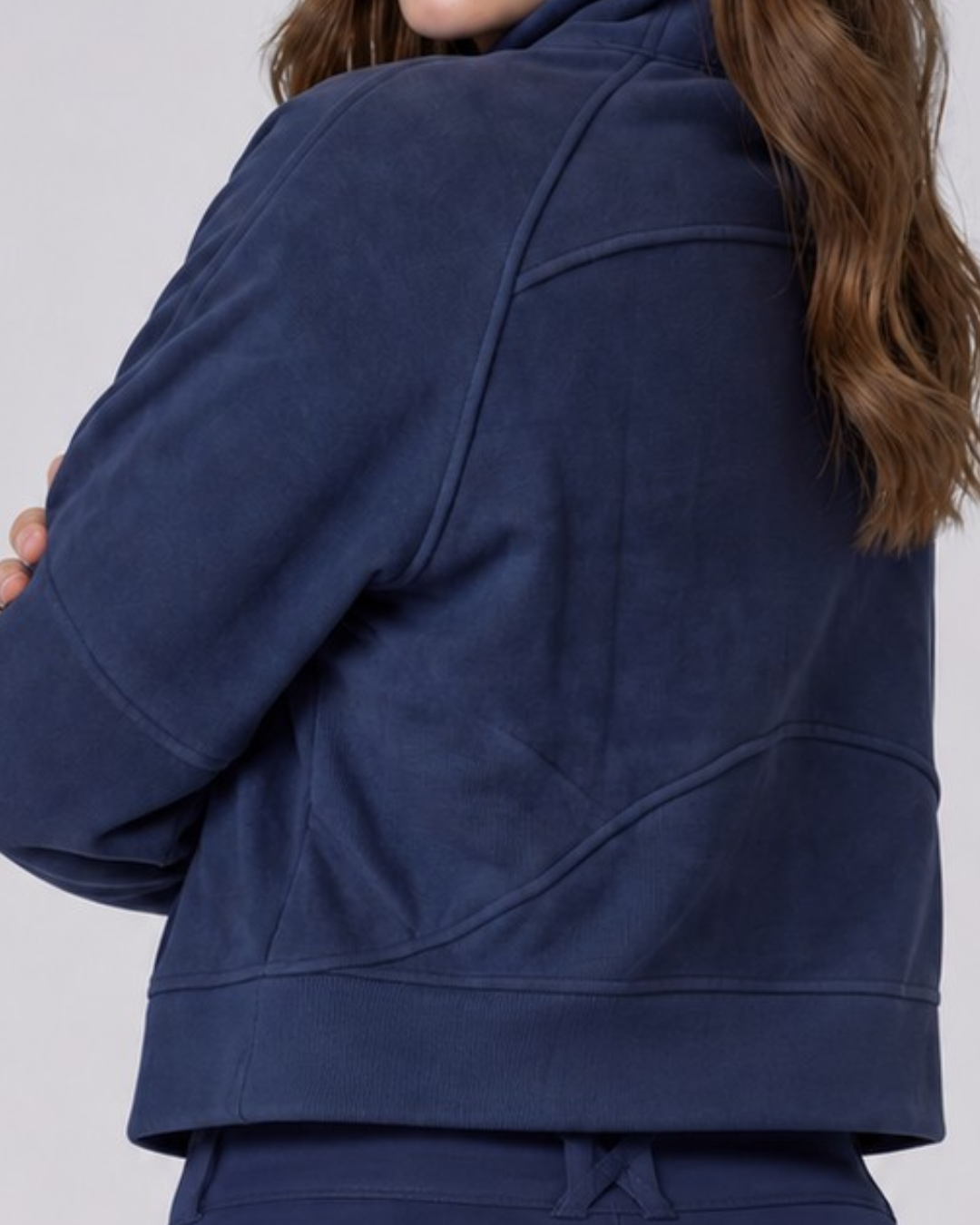 Oversized 3/4 Zip Riding Sweatshirt - Navy