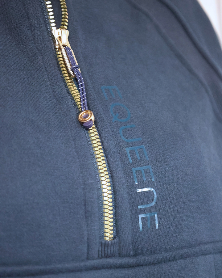 Oversized 3/4 Zip Riding Sweatshirt - Navy