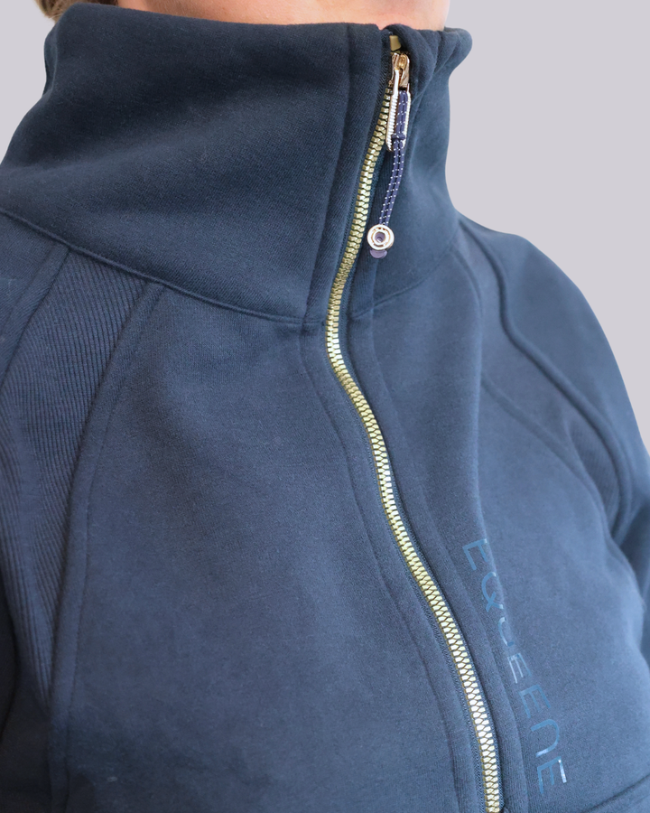 Oversized 3/4 Zip Riding Sweatshirt - Navy