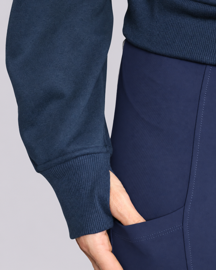 Oversized 3/4 Zip Riding Sweatshirt - Navy