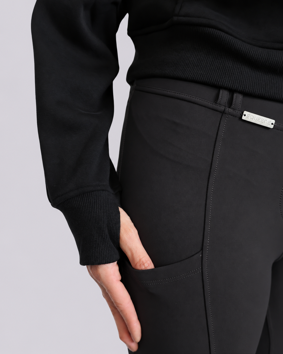 Oversized 3/4 Zip Riding Sweatshirt - Black